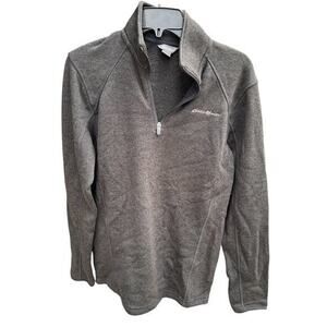 EDDIE BAUER 1/4 zip charcoal gray thick ribbed pullover sz S